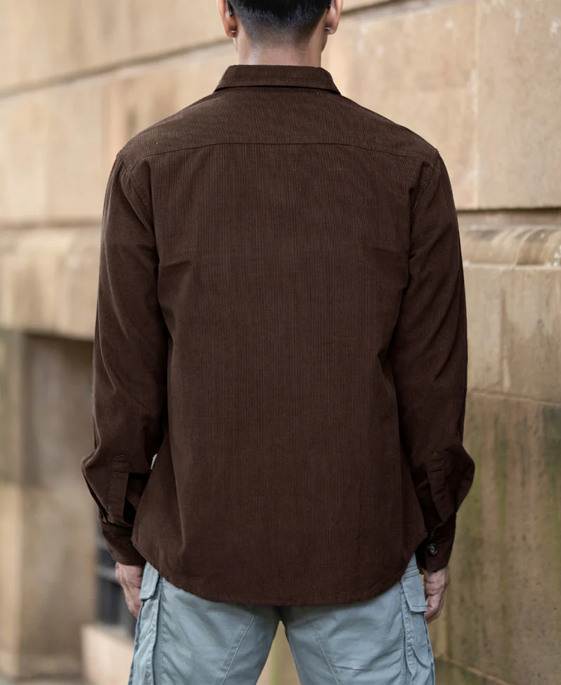 Brown Corduroy Shirt With Pockets 100% Cotton - Image 4
