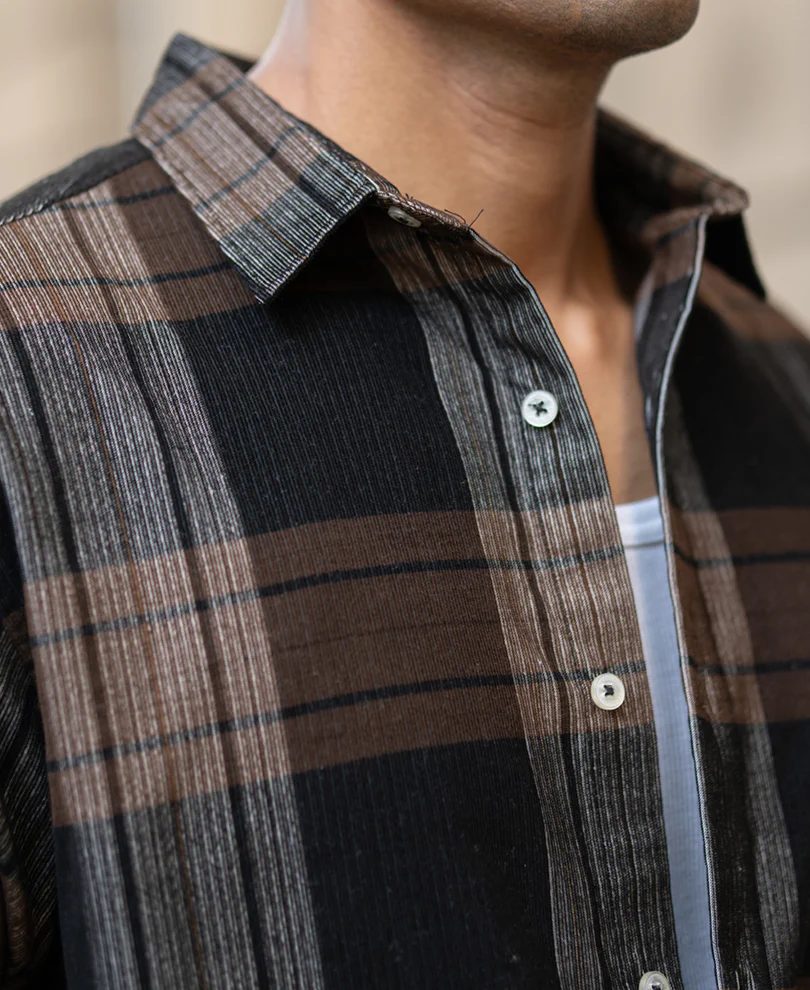 Brown Coudroy Checks Shirt - Image 4
