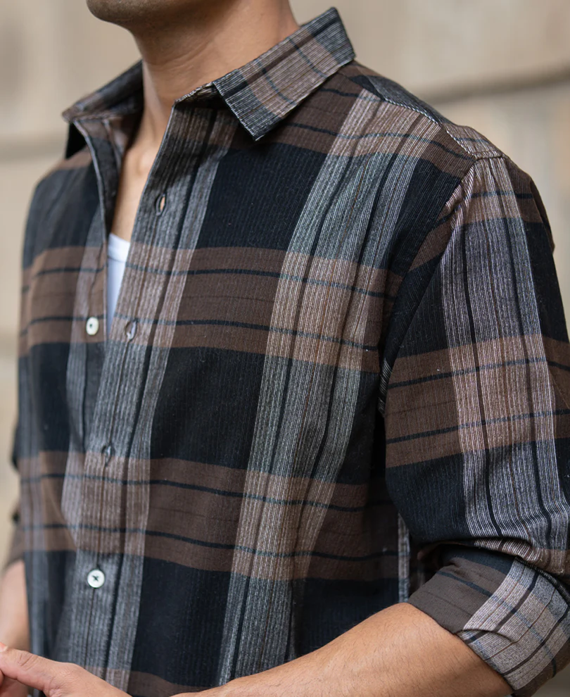 Brown Coudroy Checks Shirt - Image 5