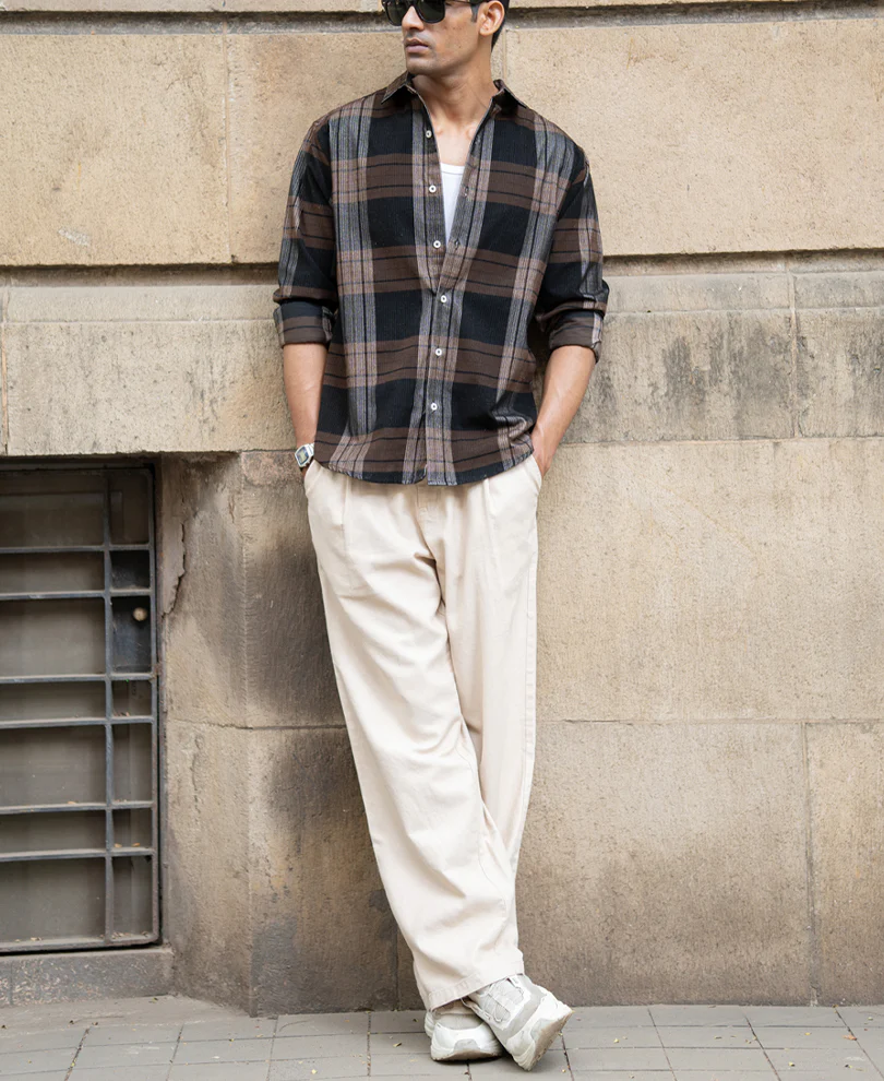 Brown Coudroy Checks Shirt - Image 7