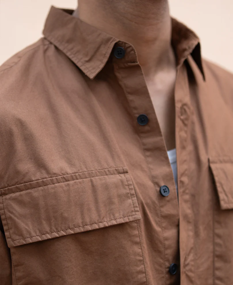 Brown Double Pocket Lightweight Shirt 100% Cotton - Image 4