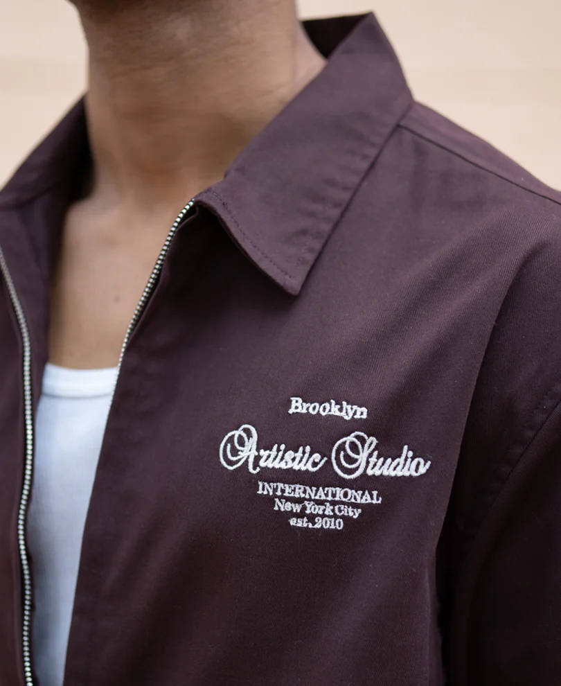 Brown Embroidered Boxy Shirt 100% Cotton - Image 3