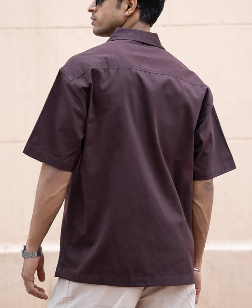 Brown Embroidered Boxy Shirt 100% Cotton - Image 5