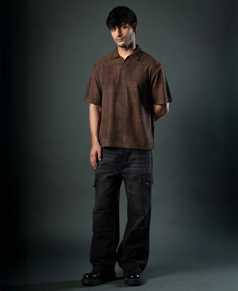 Brown Grunge Print T-Shirt - Image 6