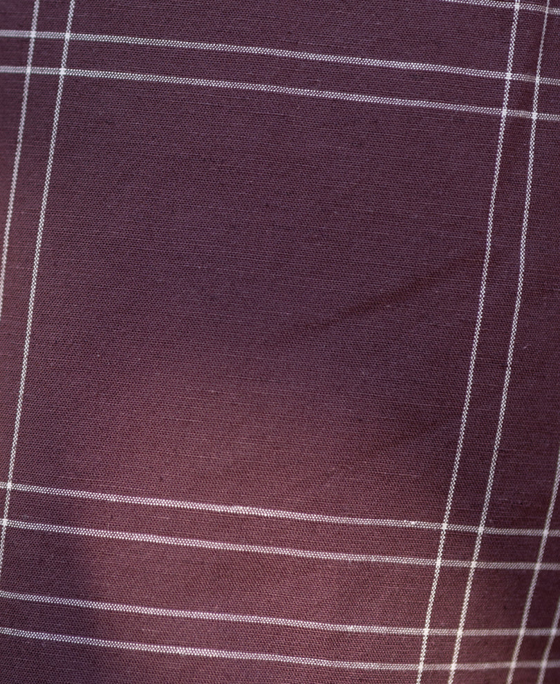 Brown Linen Blend Checks Shirt 100% Cotton - Image 4