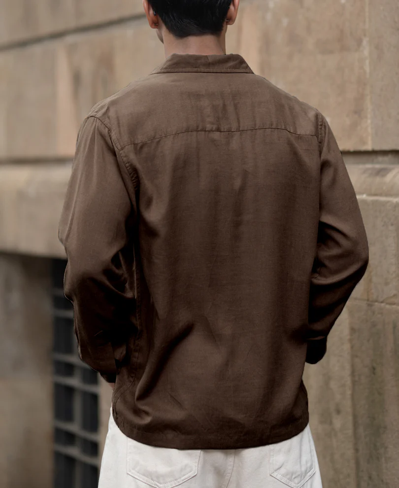 Brown Linen Double Pocket Shirt - Image 7