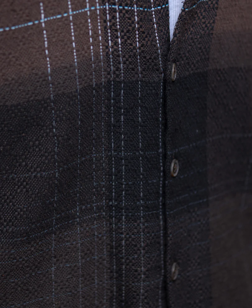 Brown Ombre Checks Shirt - Image 6