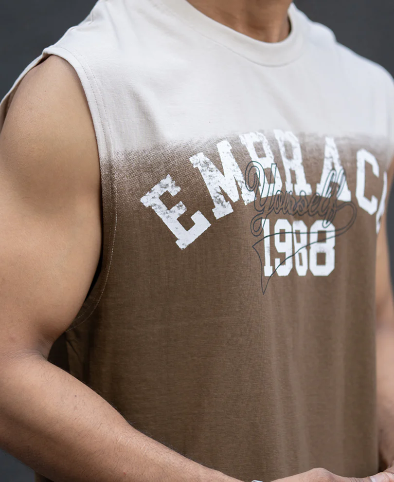 Brown Ombre Graphic Sando 100% Cotton - Image 3