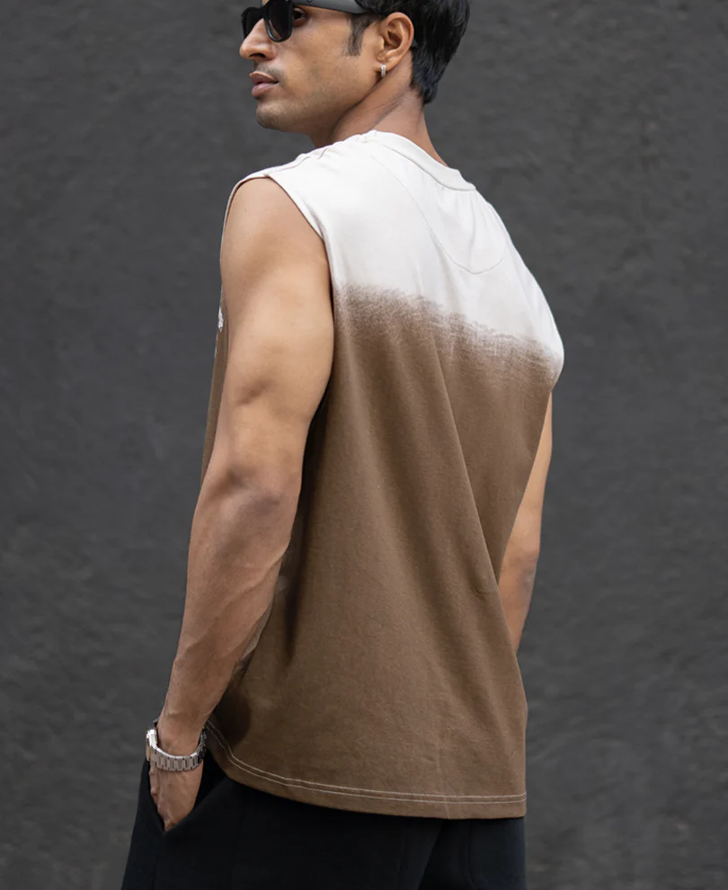 Brown Ombre Graphic Sando 100% Cotton - Image 5