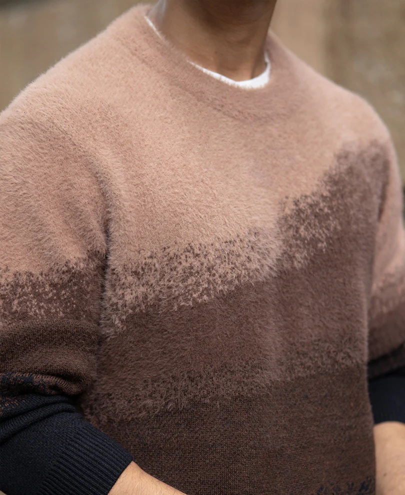 Brown Ombre Jacquard T-Shirt - Image 4
