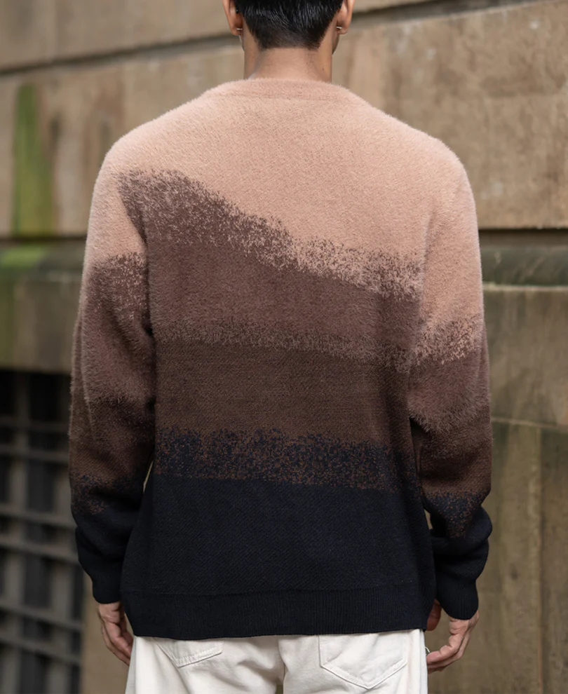 Brown Ombre Jacquard T-Shirt - Image 6
