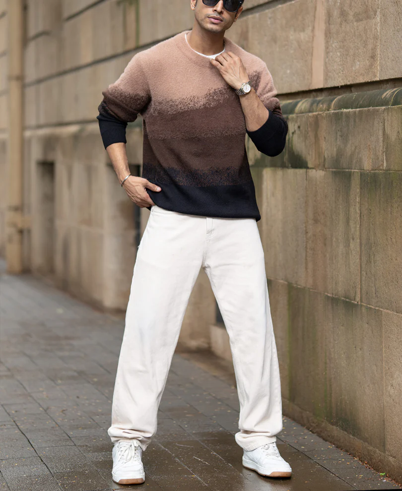 Brown Ombre Jacquard T-Shirt - Image 7