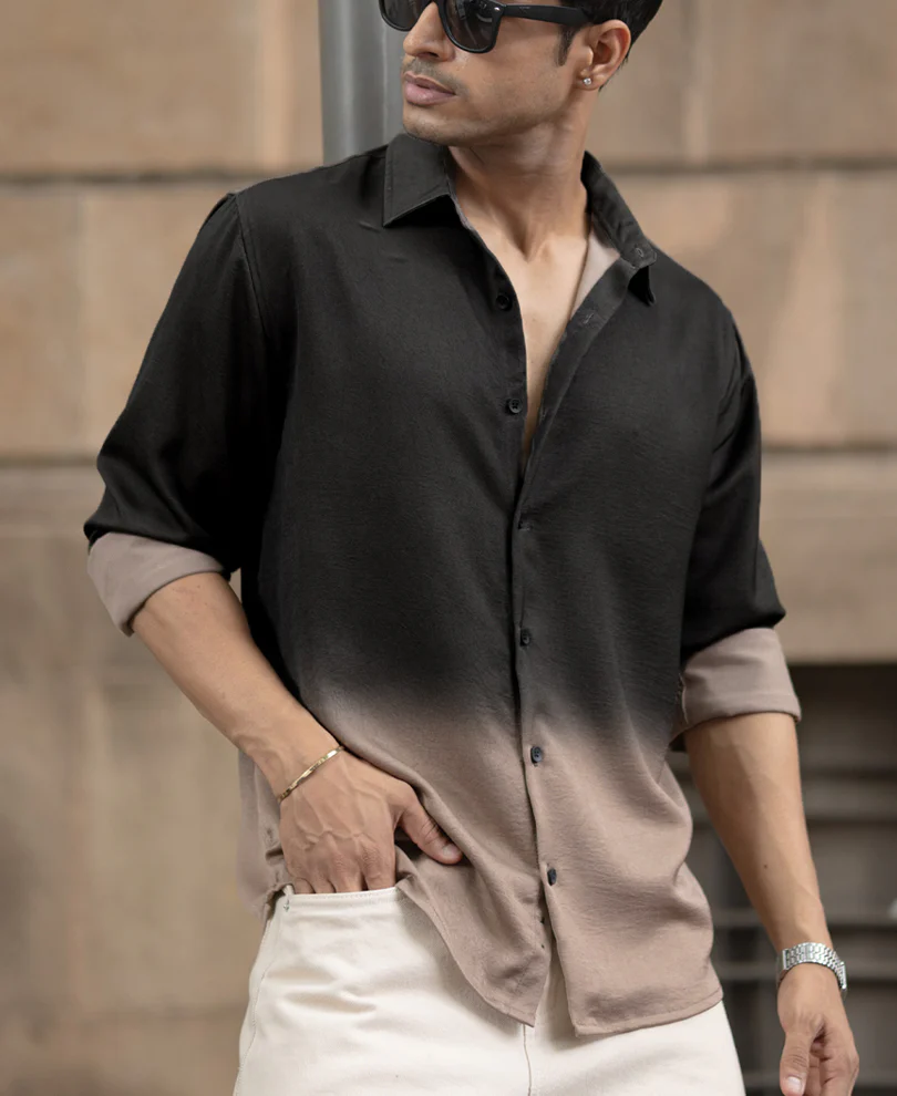 Brown Ombre Satin Shirt - Image 2