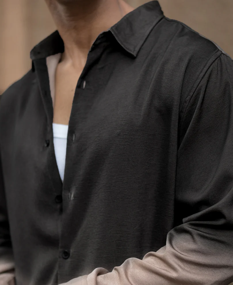 Brown Ombre Satin Shirt - Image 3
