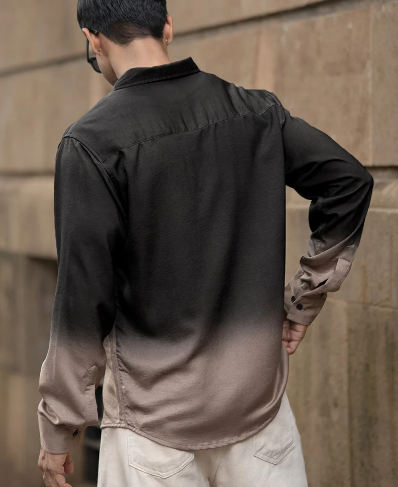 Brown Ombre Satin Shirt - Image 5