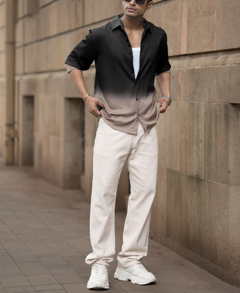 Brown Ombre Satin Shirt - Image 6