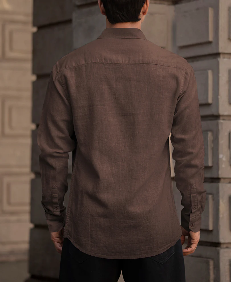 Brown Linen Blend Shirt - Image 4