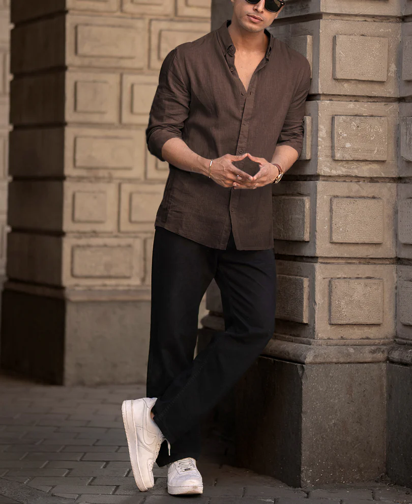 Brown Linen Blend Shirt - Image 5