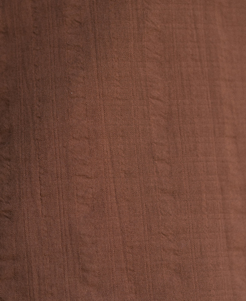 Brown Plain Structure Shirt 100% Cotton - Image 5