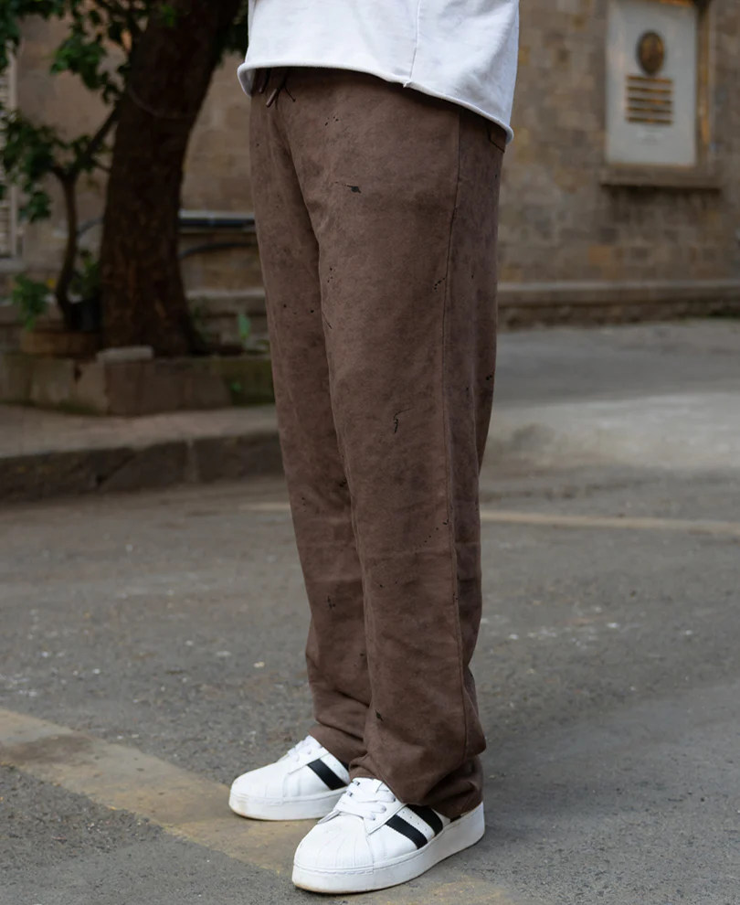Brown Printed Baggy Fit Trackpant - Image 3