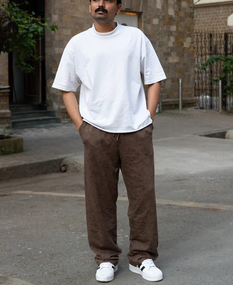 Brown Printed Baggy Fit Trackpant - Image 7