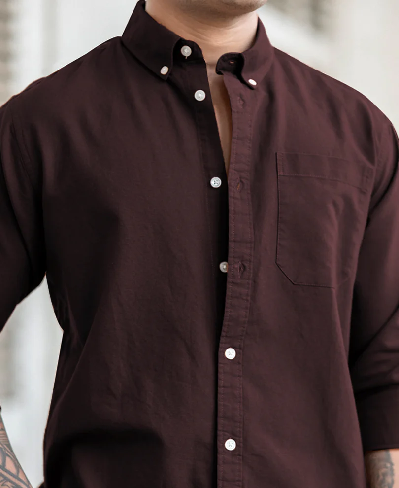 Brown Oxford Shirt 100% Cotton - Image 4