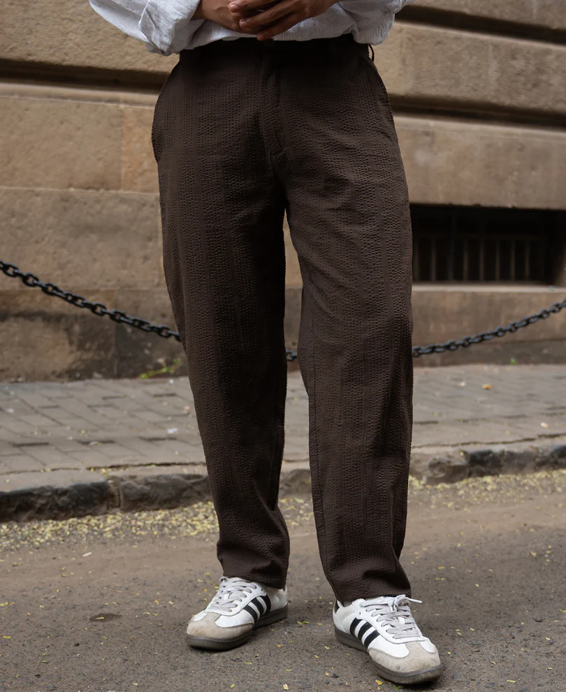 Brown Seersucker Pant 100% Cotton - Image 3