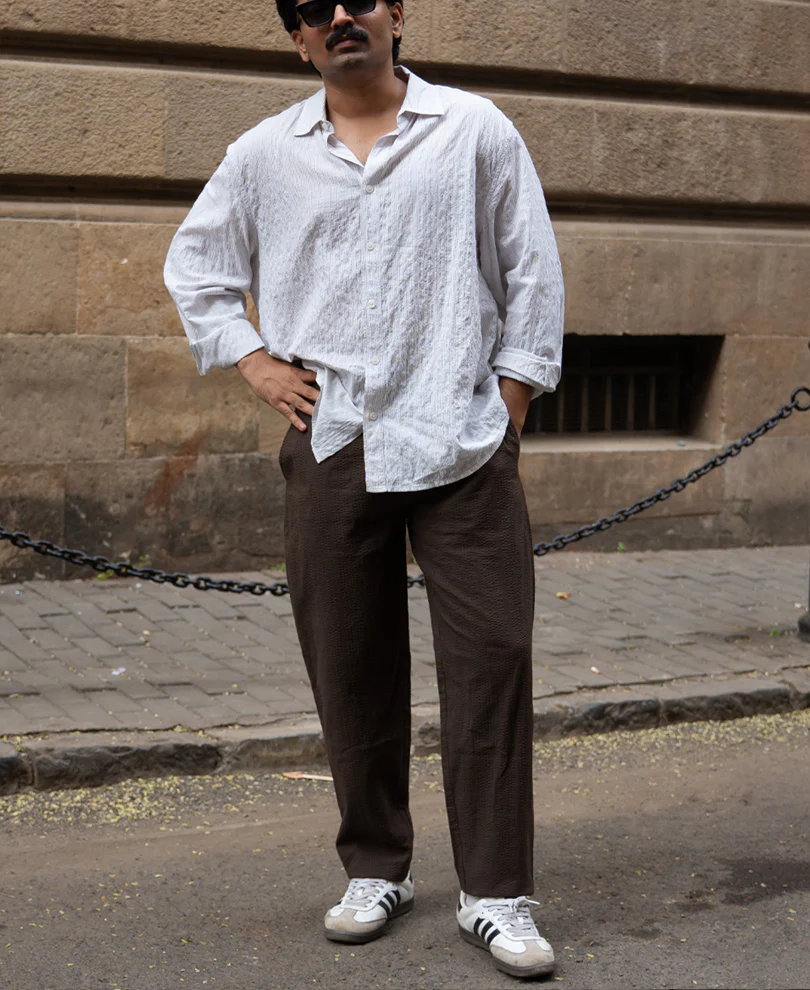 Brown Seersucker Pant 100% Cotton - Image 6