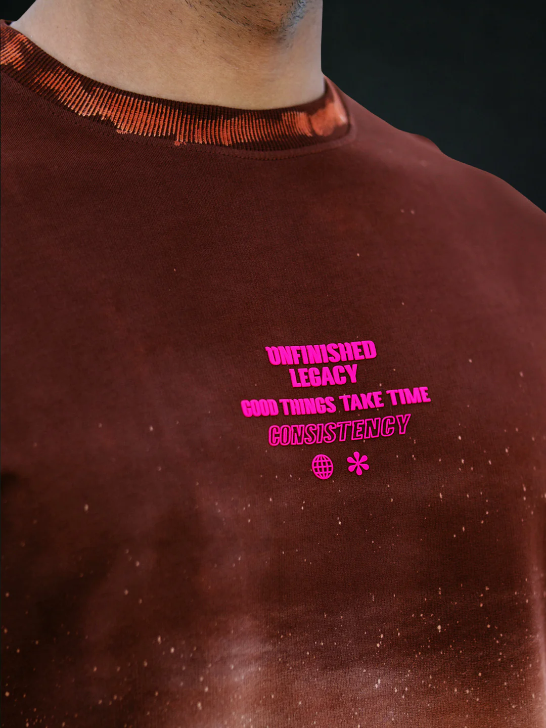 Brown Sprayed Graphic T-Shirt 100% Cotton - Image 5