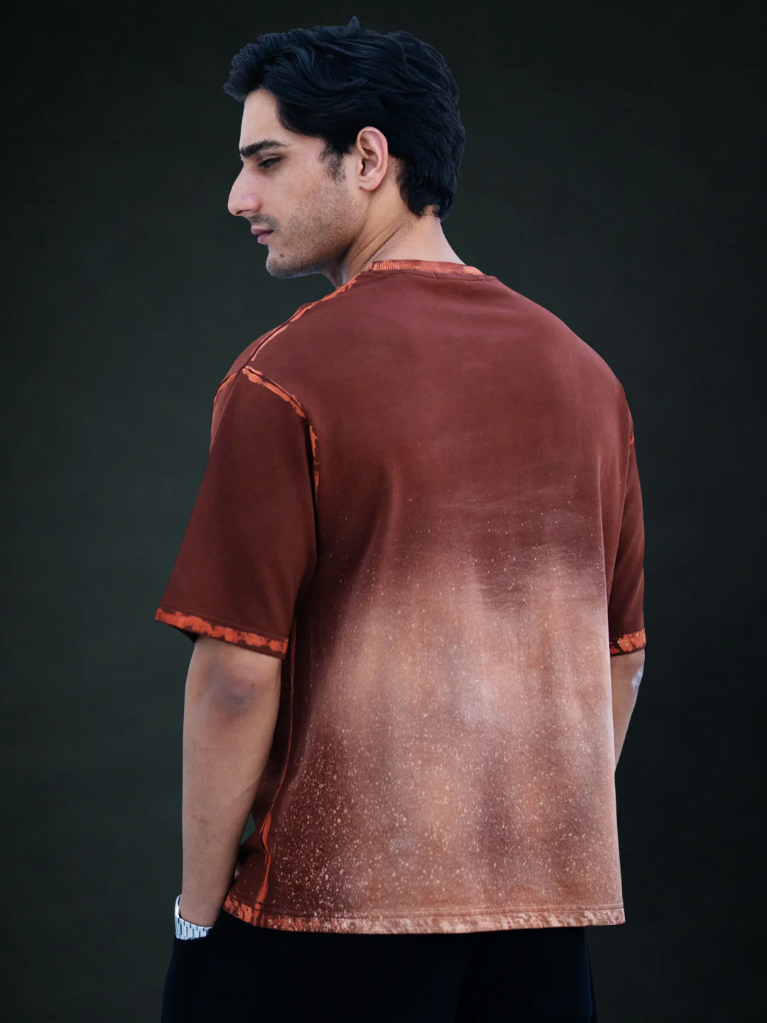Brown Sprayed Graphic T-Shirt 100% Cotton - Image 6