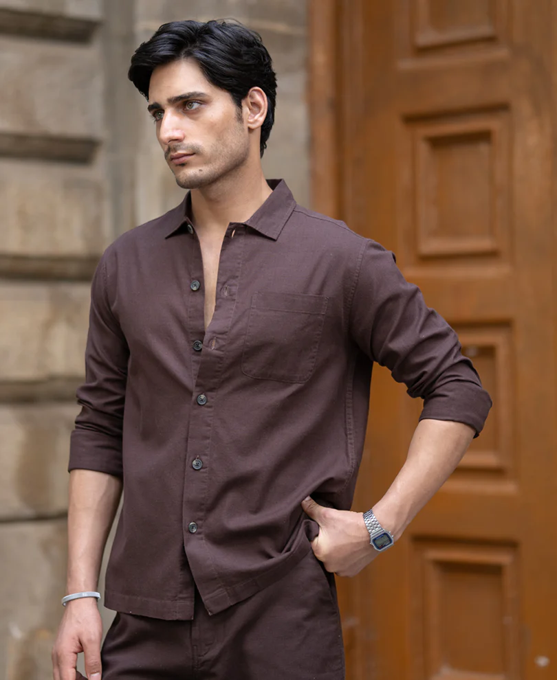 Brown Structured Lightweight Co-ord Set 100% Cotton - Image 3