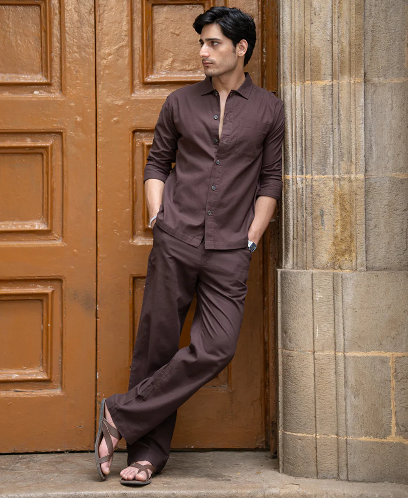 Brown Structured Lightweight Co-ord Set 100% Cotton - Image 9