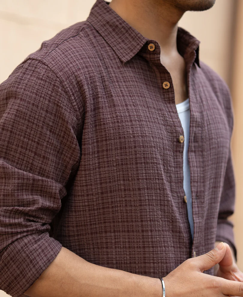 Brown Structured Lightweight Shirt 100% Cotton - Image 2