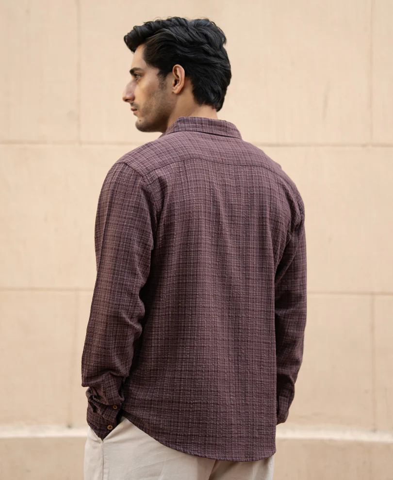 Brown Structured Lightweight Shirt 100% Cotton - Image 5