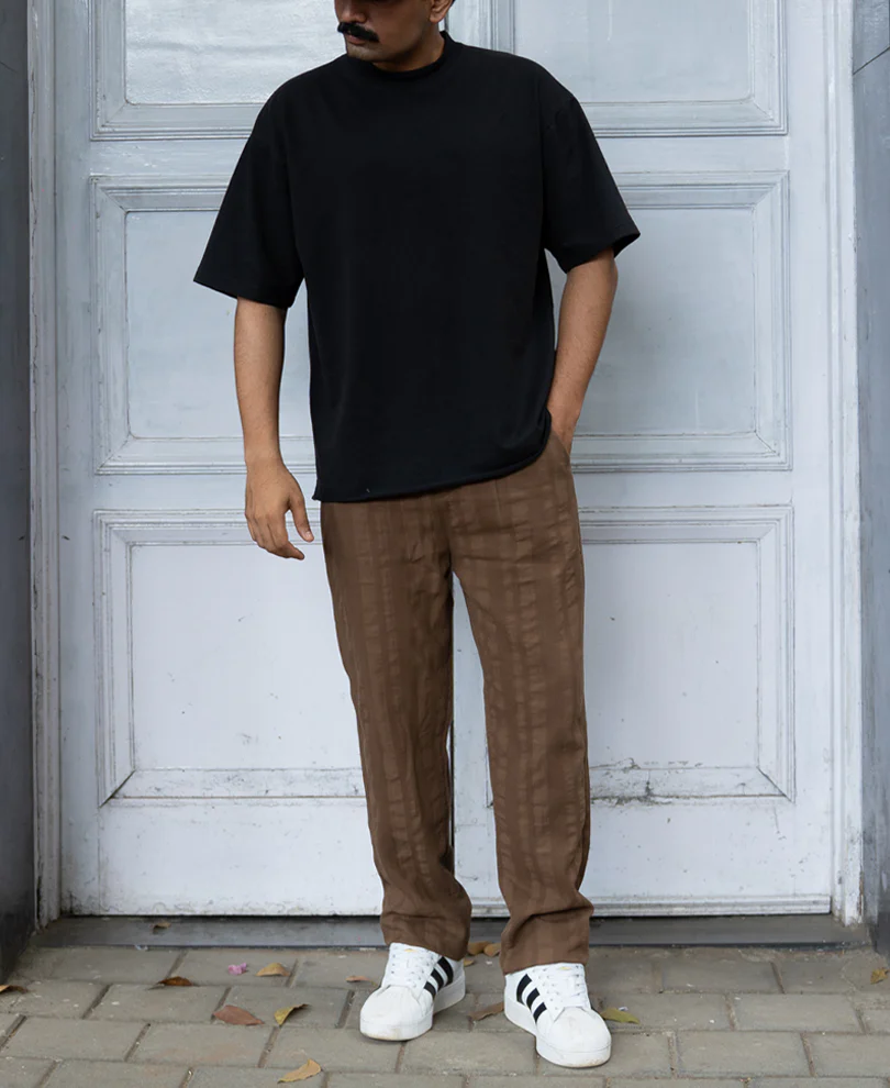Brown Structured Pleated Trousers 100% Cotton - Image 6