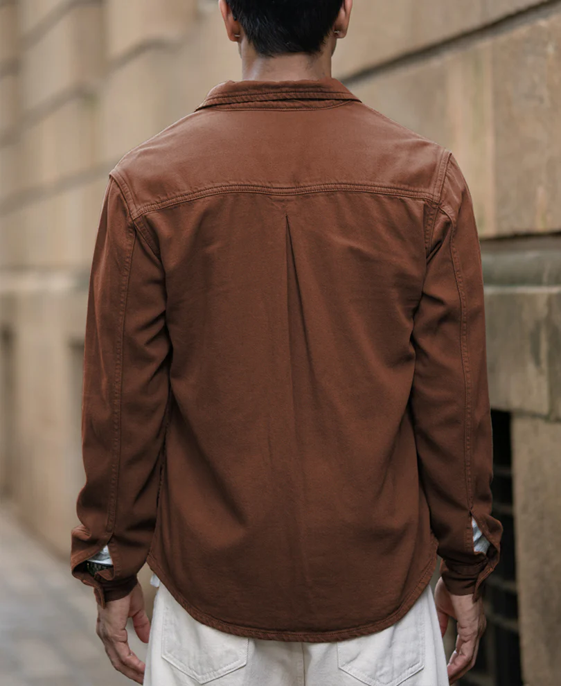 Brown Textured Overshirt 100% Cotton - Image 4