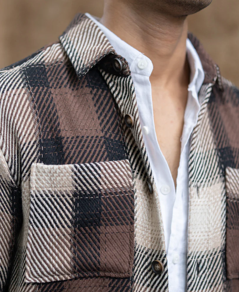 Brown Twill Check Shirt - Image 4