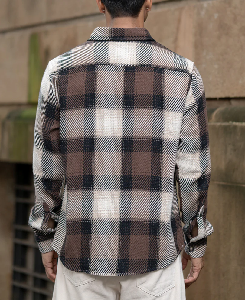 Brown Twill Check Shirt - Image 6