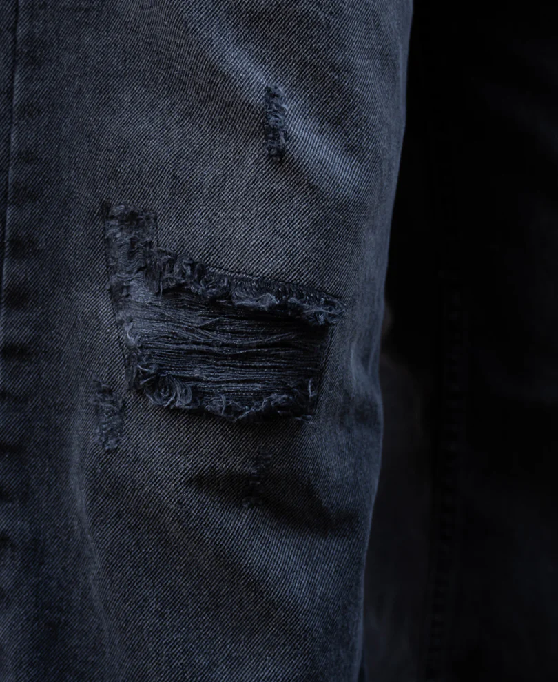 Charcoal Distressed Baggy Jeans 100% Cotton - Image 4