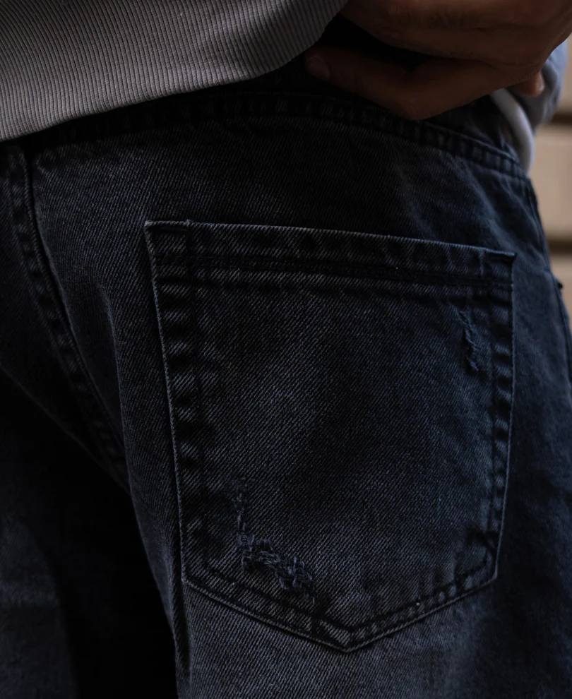 Charcoal Distressed Baggy Jeans 100% Cotton - Image 6