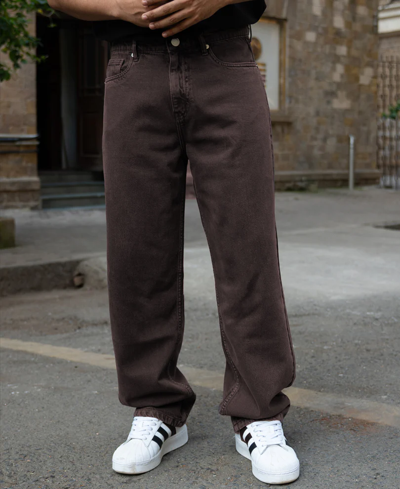 Charcoal Washed Baggy Jeans 100% Cotton - Image 2