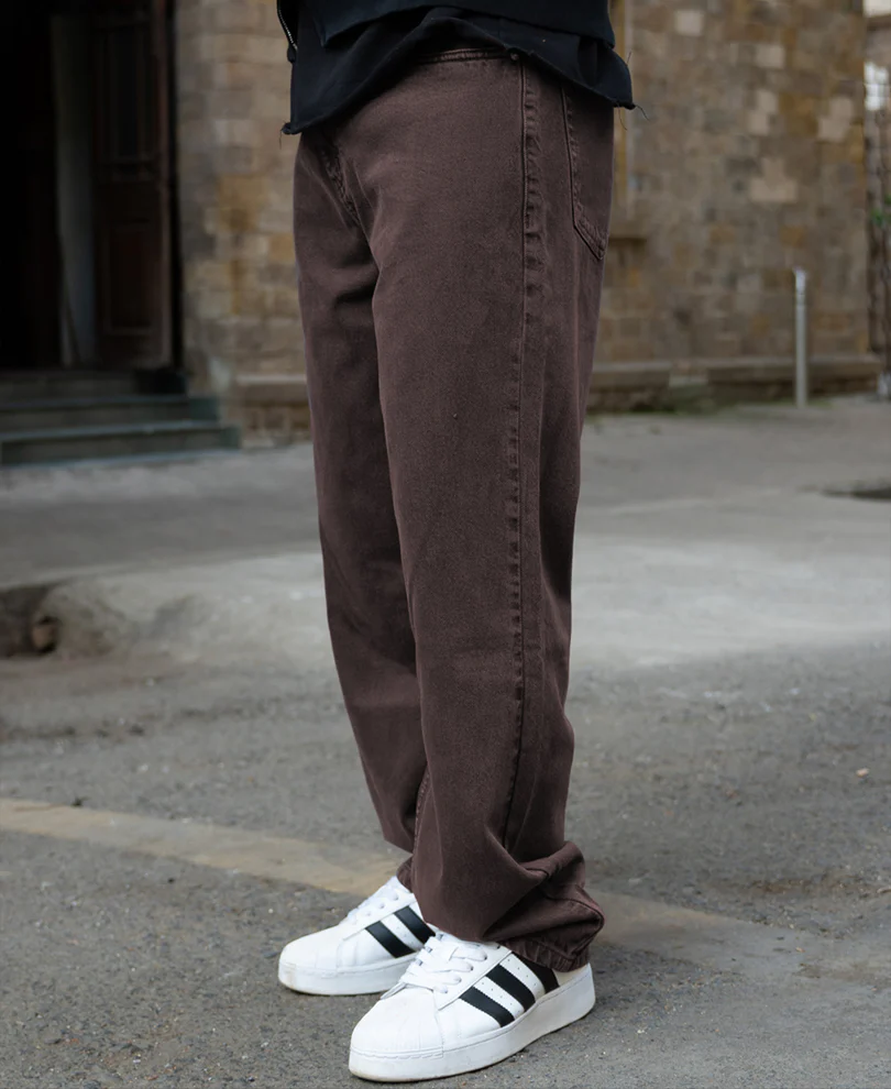 Charcoal Washed Baggy Jeans 100% Cotton - Image 3