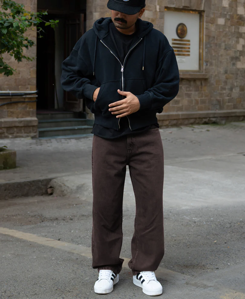 Charcoal Washed Baggy Jeans 100% Cotton - Image 7