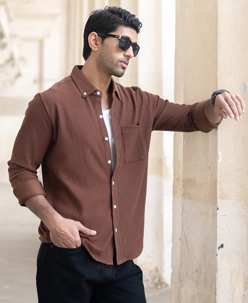 Cocoa Brown Regular Fit Full Sleeve Shirt - Image 2