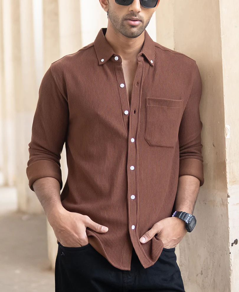 Cocoa Brown Regular Fit Full Sleeve Shirt - Image 3