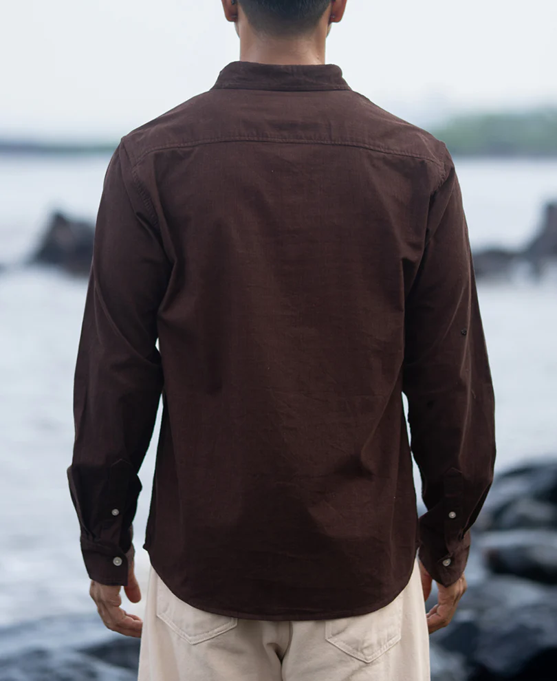 Coffee Corduroy Button Down Shirt 100% Cotton - Image 5