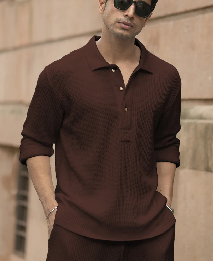 Coffee Structured Knit Cord Set - Image 2