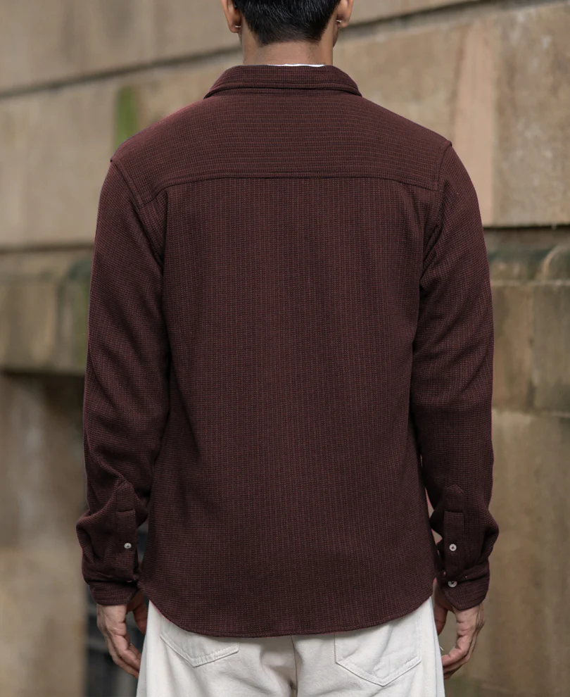 Coffee Structured Knit Shirt - Image 5