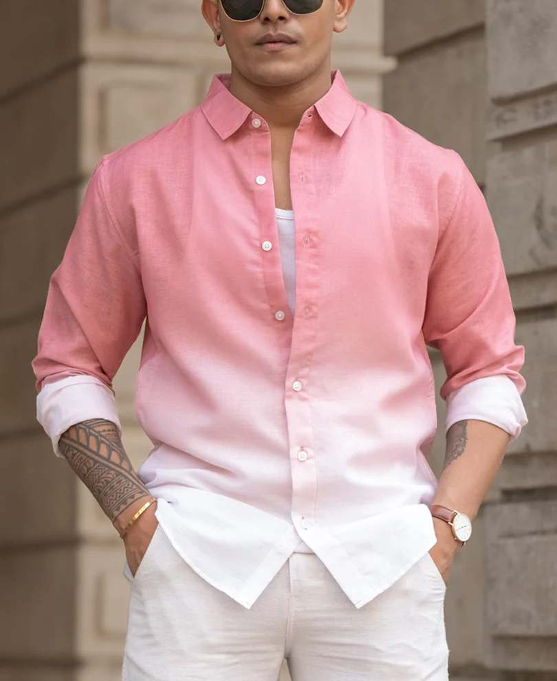 Coral Ombre Shirt 100% Cotton - Image 3