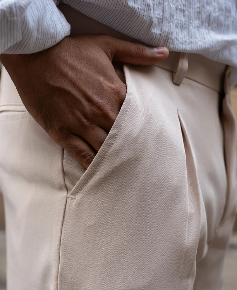 Cream Baggy Fit Korean Pants - Image 5
